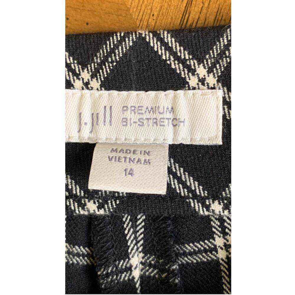 J. Jill Pants Womens 14 Premium Bi Stretch Plaid Mid Rise Black White - Picture 2 of 9